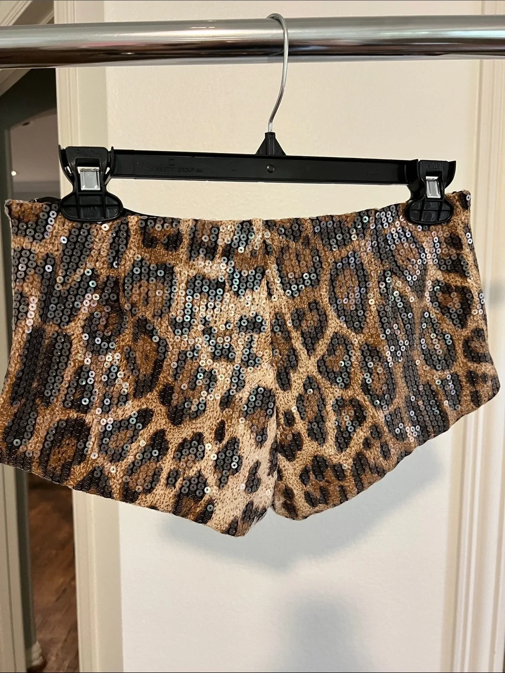 Edikted Leopard Sequin Women's Shorts - Tan, Brown, Black size small - Picture 4 of 5